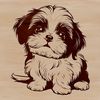 A small breed dog sitting on its hind legs, illustrated in vector format.