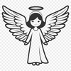Traditional Angel SVG Design A detailed SVG illustration of a traditional winged angel figure.