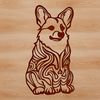 A digital illustration of a Welsh Corgi sitting on its hind legs.