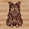Faithful Australian Companion Illustration A breed-specific illustration of a sitting Australian Shepherd dog.