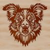 Beautiful Australian Shepherd Clipart Design A portrait of a breed-standard Australian Shepherd dog with a distinctive head shape and coat pattern.