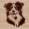 Free Pet Clipart with Unique Markings A illustration of a Australian Shepherd dog's head with distinctive markings.