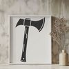 Sharp Axe Head Vector Illustration A vector illustration of a sharp axe head with a wooden handle, suitable for cutting machine designs and stencil templates.