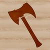 Metallic Hand Axe Illustration A metallic hand axe with a handle, rendered in vector format.