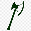 A vector illustration of a wooden-handled axe head with a sharp metal blade.