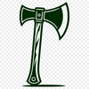 Hand-Held Cutting Tool Design A digital illustration of a wooden-handled axe head with a curved blade.