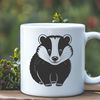 Badger Silhouette SVG Design A digital illustration of a badger, a wild animal commonly found in woodland habitats.
