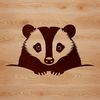 An SVG vector design featuring a detailed drawing of a badger, suitable for use in digital art and craft projects.