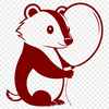 Wild Badger Portrait Close-up illustration of a wild badger with distinctive white stripes on its face.