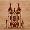 Baptist church building with traditional architecture, suitable for religious vector art and design projects.