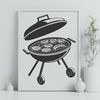 Summer Grilling Illustration A stylized illustration of a BBQ grill with savory food being cooked on the grates.