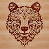 Vector Bear Head Design Ornate illustration of a bear's head, suitable for vector art and cutting machine projects.