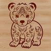 Detailed Bear Illustration with Ornate Designs A detailed illustration of a standing bear with ornate designs and patterns.