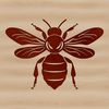 A stylized illustration of a bee, suitable for use in gardening and craft projects.