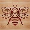 A vector illustration of a busy honeybee in flight, suitable for digital and physical crafts.