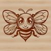 A single yellow and black striped bee in flight, suitable for gardening designs and illustrations.