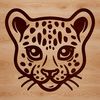 Wild Cat Face Vector Art A close-up view of an ocelot's head, with its distinctive markings and facial features.