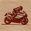 A detailed illustration of a motorcycle with sleek design lines and bold features.