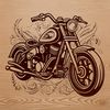 Vintage-Style Motorbike Design A high-quality illustration of a motorcycle with ornate details.