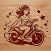 Bold Motorbike Vector Graphic Vector graphic of a motorbike with bold design elements suitable for cutting or laser engraving.