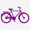 A simple illustration of a bicycle with minimalist lines and shapes.