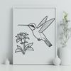 Floral Branch Perch SVG Image A vibrant illustration of a hummingbird perched on a floral branch.