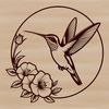 Green Oasis with Hummingbird A detailed vector design of a hummingbird in flight amidst a lush green environment.