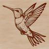 Iridescent Feathers and Long Beak Design A colorful hummingbird in mid-flight, with its iridescent feathers and long beak.