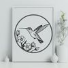 Vibrant Hummingbird in Floral Blooms An illustration of a hummingbird amidst blooming flowers.