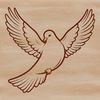 A simple illustration of a white dove with outstretched wings, suitable for various graphic design applications.