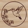 Flighty Friends Clip Art An illustration of a hummingbird in flight near flowers.