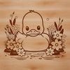 Quacking Good Times: Floral Duck Illustration A stylized illustration of a duck in a floral setting, suitable for vector design and commercial use.