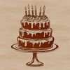 Colorful Dessert SVG Illustration A digital vector design of a traditional birthday dessert with frosting and multiple tiers.