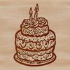 Vibrant Birthday Celebration Cake A colorful illustration of a birthday cake with candles on top, perfect for personal use in digital designs.