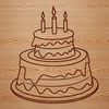 A colorful birthday cake design made from interlocking layers and frosting, suitable for digital cutting machines.