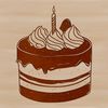A digital illustration of a colorful birthday cake with candles, perfect for vector art projects and crafting.