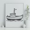 A detailed vector design of a sailboat, suitable for cutting machine stencils or laser cutting.