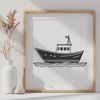 Sailboat Illustration in Calm Waters A detailed SVG illustration of a sailboat in calm waters.