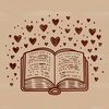 Beautiful Book Illustration with Love Hearts A stylized illustration of a book featuring love hearts, suitable for educational or celebratory contexts such as graduation.