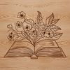 Floral Book Design for Educational Use Illustrated book with floral motifs, suitable for educational materials and templates.
