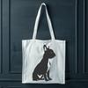 A detailed vector illustration of a sitting Boston Terrier dog breed in digital format.