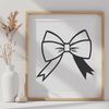 Decorative Ribbon Accent A single ribbon bow with loose ends and a circular shape.