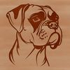 A close-up illustration of a dog's head, specifically a Boxer breed, designed as vector art.