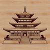 Traditional Buddhist Architecture Outline A simple outline of a traditional Buddhist temple with ornate details, suitable for vector graphics and digital design.