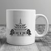 Asian Temple Illustration An illustration of a serene Asian-style temple featuring Buddhist-inspired design elements.