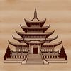 A simple vector illustration of a traditional Buddhist temple with intricate details.