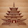 A traditional Buddhist temple architecture design with intricate details and ornate decorations.