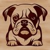 A digital illustration of a laid-back bulldog in a relaxed pose.