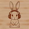 Cute Bunny Wearing Headphones A sitting rabbit wearing headphones, designed as a vector art illustration.