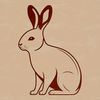A sitting rabbit with long ears and whiskers, suitable for vector design projects.